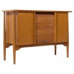 John Keal for Brown Saltman Mid Century Bleached Mahogany Tambour Door Credenza