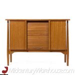 John Keal for Brown Saltman Mid Century Bleached Mahogany Tambour Door Credenza