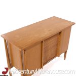 John Keal for Brown Saltman Mid Century Bleached Mahogany Tambour Door Credenza