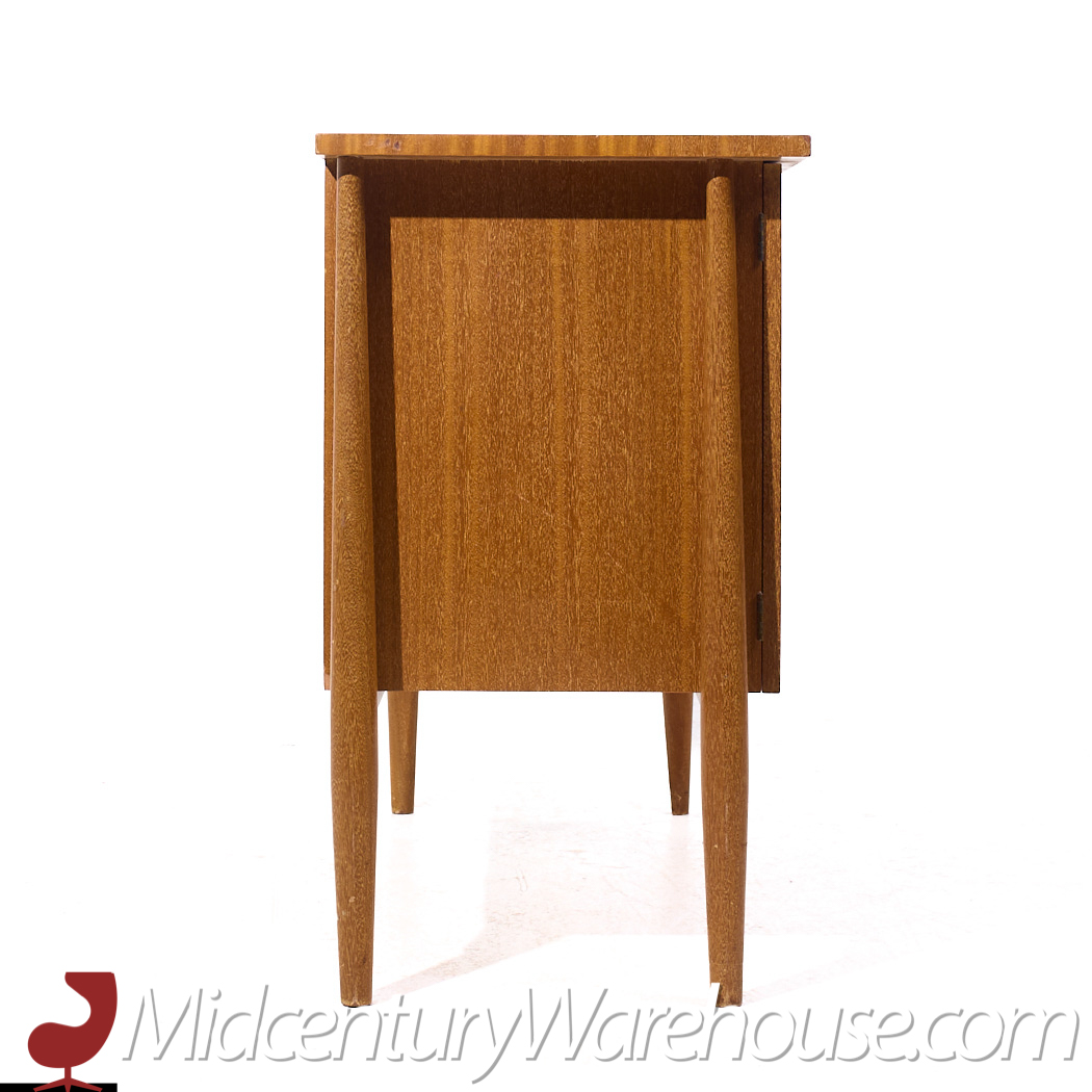 John Keal for Brown Saltman Mid Century Bleached Mahogany Tambour Door Credenza