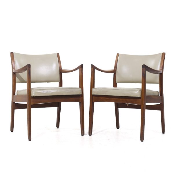 Johnson Chair Co Walnut Arm Chairs - Pair