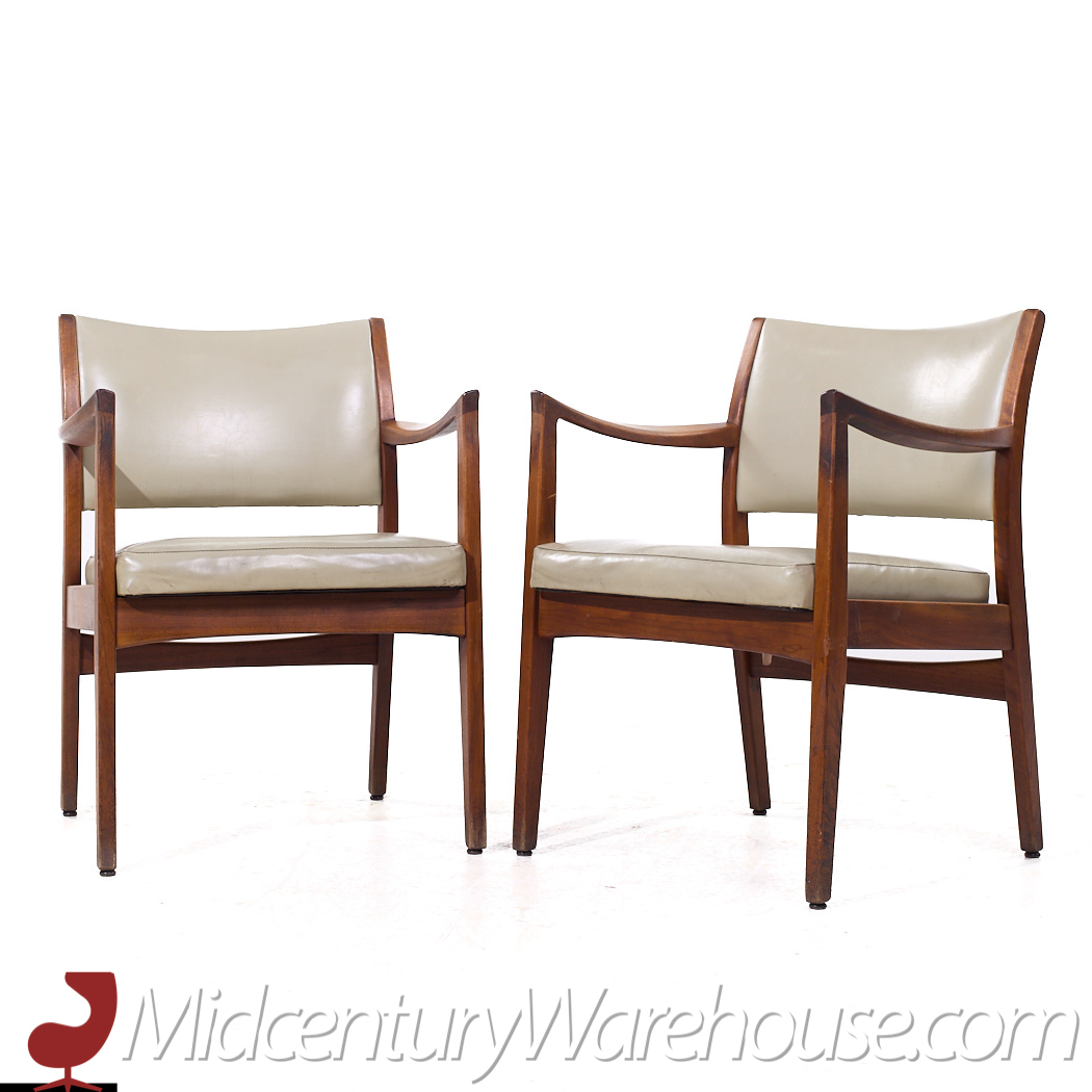 Johnson Chair Co Walnut Arm Chairs - Pair