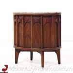 Kent Coffey Mid Century Walnut Marble and Rosewood Perspecta Marble Top Nightstands - Pair