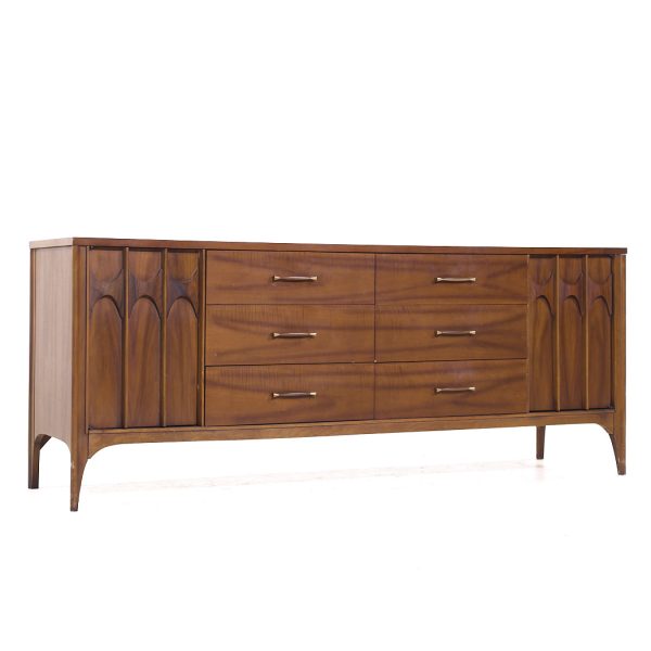 Kent Coffey Perspecta Mid Century Walnut and Rosewood 12 Drawer Lowboy Dresser