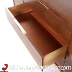 Kent Coffey Tableau Mid Century Walnut and Brass 9 Drawer Lowboy Dresser