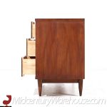 Kent Coffey Tableau Mid Century Walnut and Brass 9 Drawer Lowboy Dresser