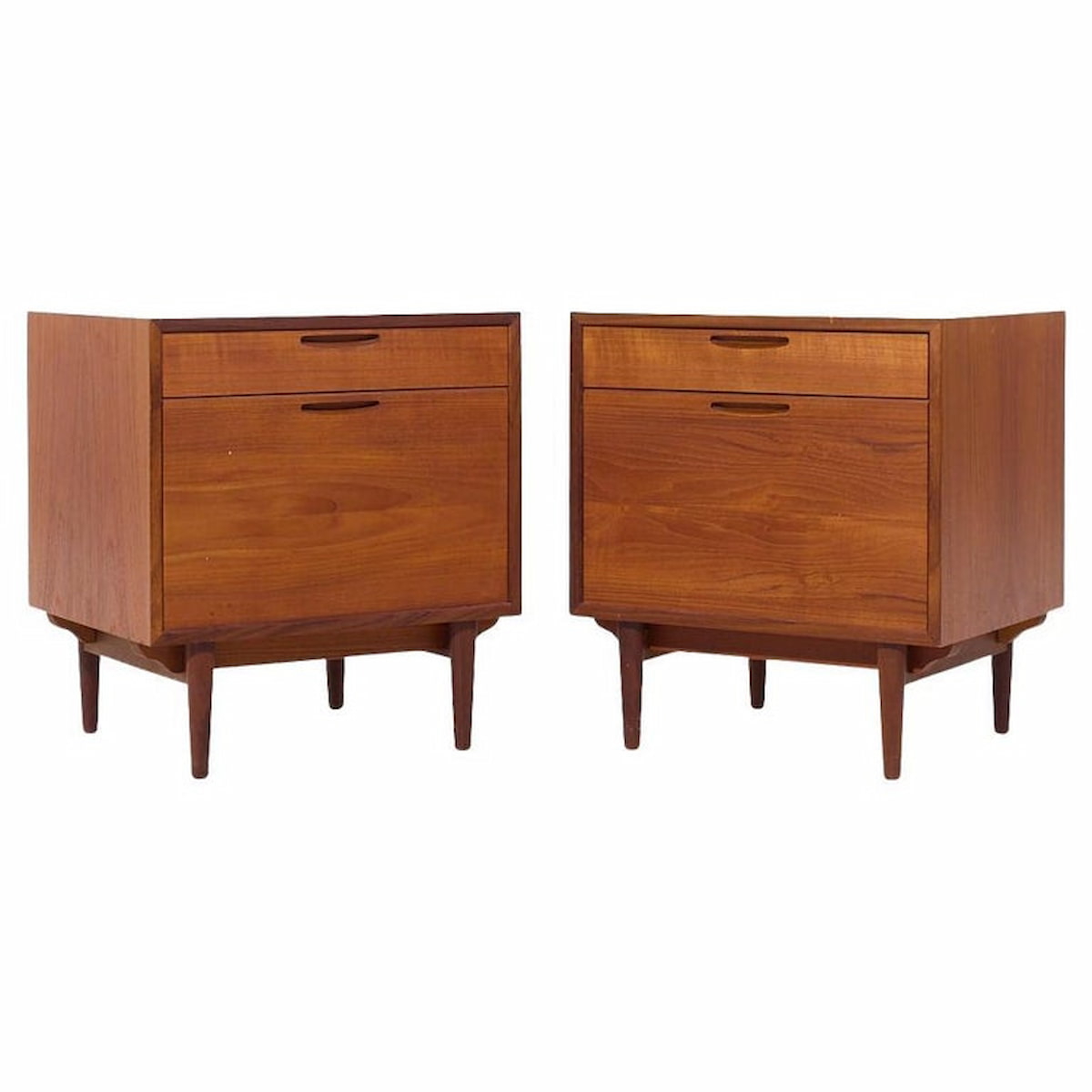 Kofod Larsen for Selig Mid Century Danish Teak Nightstands - Pair