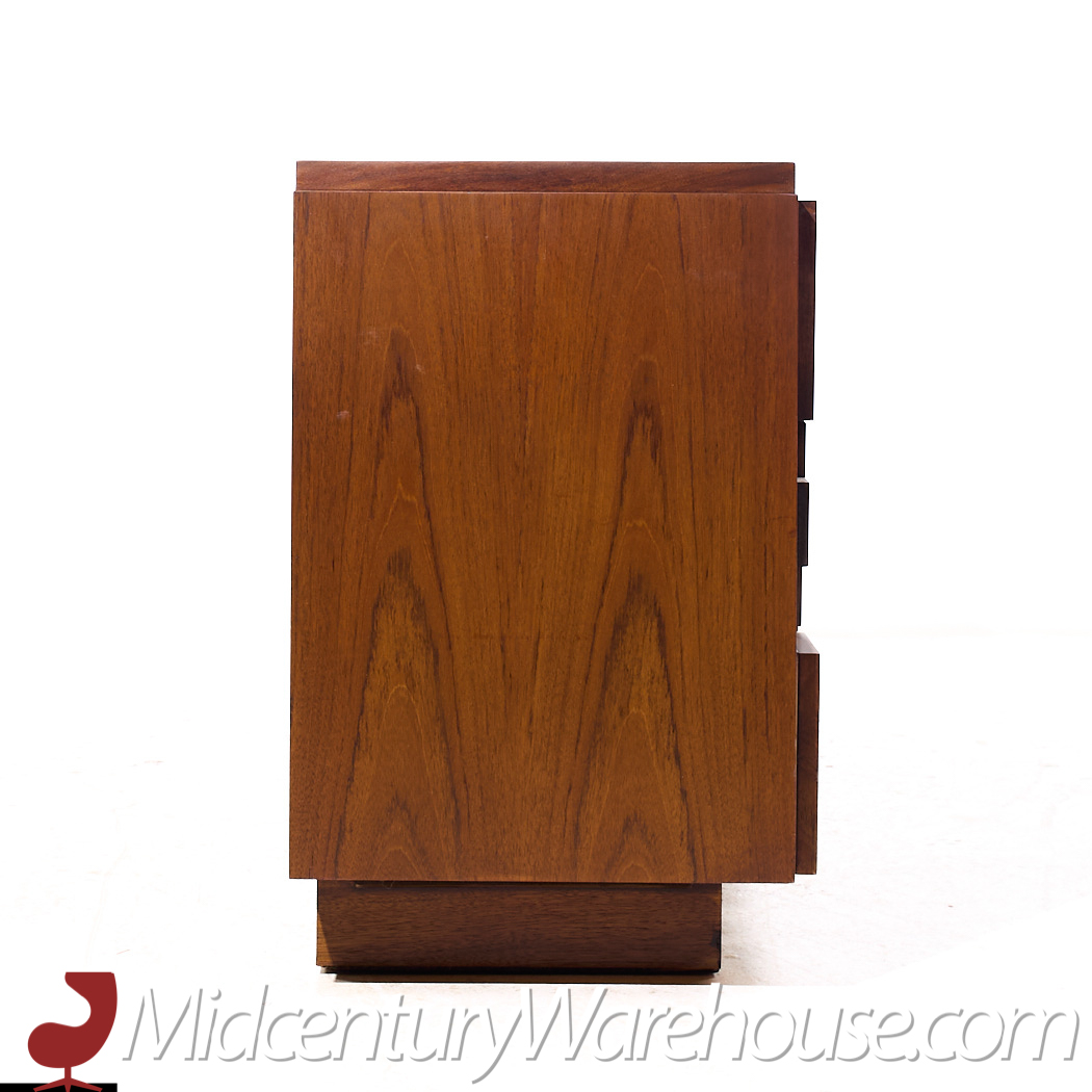 Lane Staccato Brutalist Mid Century Walnut Lowboy Dresser