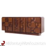 Lane Staccato Brutalist Mid Century Walnut Lowboy Dresser