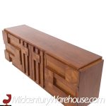 Lane Staccato Brutalist Mid Century Walnut Lowboy Dresser