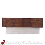 Milo Baughman Style Mid Century Rosewood and Chrome Plinth Credenza