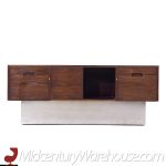 Milo Baughman Style Mid Century Rosewood and Chrome Plinth Credenza