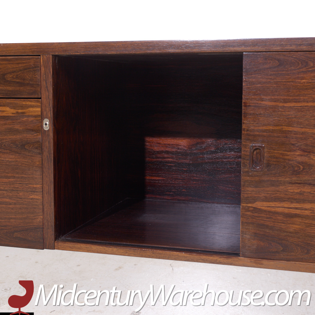 Milo Baughman Style Mid Century Rosewood and Chrome Plinth Credenza