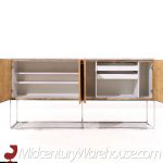 Milo Baughman for Thayer Coggin Mid Century Burlwood Chrome and Marble Credenza