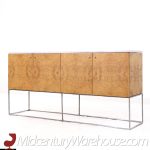 Milo Baughman for Thayer Coggin Mid Century Burlwood Chrome and Marble Credenza