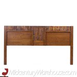 Paul Evans Style Lane Pueblo Brutalist Mid Century Walnut King Headboard