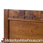 Paul Evans Style Lane Pueblo Brutalist Mid Century Walnut King Headboard