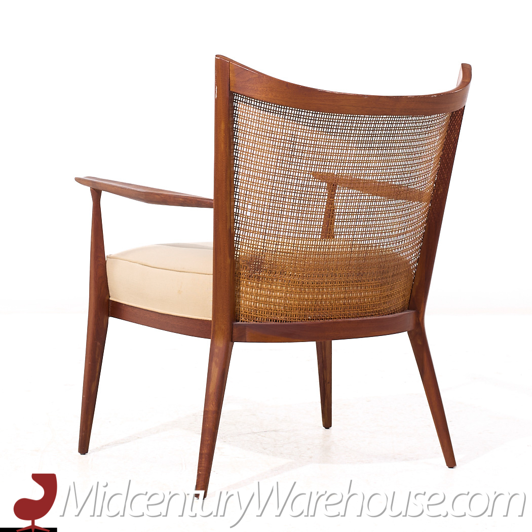 Paul Mccobb for Directional Mid Century Walnut and Cane Lounge Chair