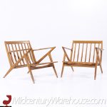 Poul Jensen for Selig Mid Century Walnut Z Lounge Chairs - Pair