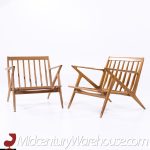 Poul Jensen for Selig Mid Century Walnut Z Lounge Chairs - Pair