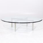 Poul Kjærholm for Fritz Hansen Style Mid Century Chrome and Glass Coffee Table