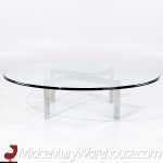 Poul Kjærholm for Fritz Hansen Style Mid Century Chrome and Glass Coffee Table