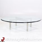 Poul Kjærholm for Fritz Hansen Style Mid Century Chrome and Glass Coffee Table