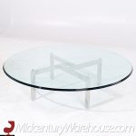 Poul Kjærholm for Fritz Hansen Style Mid Century Chrome and Glass Coffee Table