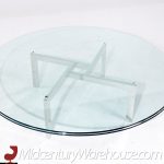 Poul Kjærholm for Fritz Hansen Style Mid Century Chrome and Glass Coffee Table