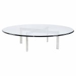 Poul Kjærholm for Fritz Hansen Style Mid Century Chrome and Glass Coffee Table