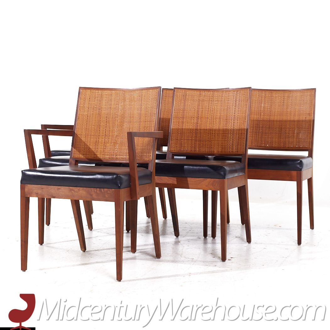 Stewart Macdougall for Glenn of California Mid Century Walnut and Cane Dining Chairs - Set of 6