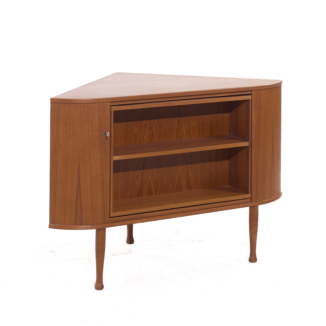 Torbjørn Afdal Norwegian Teak Corner Revolving Bar Cabinet