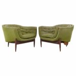 Adrian Pearsall Style Mid Century Walnut Tub Chairs - Pair