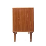 Arne Vodder Style Mid Century Danish Teak Sliding Door Credenza