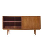 Arne Vodder Style Mid Century Danish Teak Sliding Door Credenza