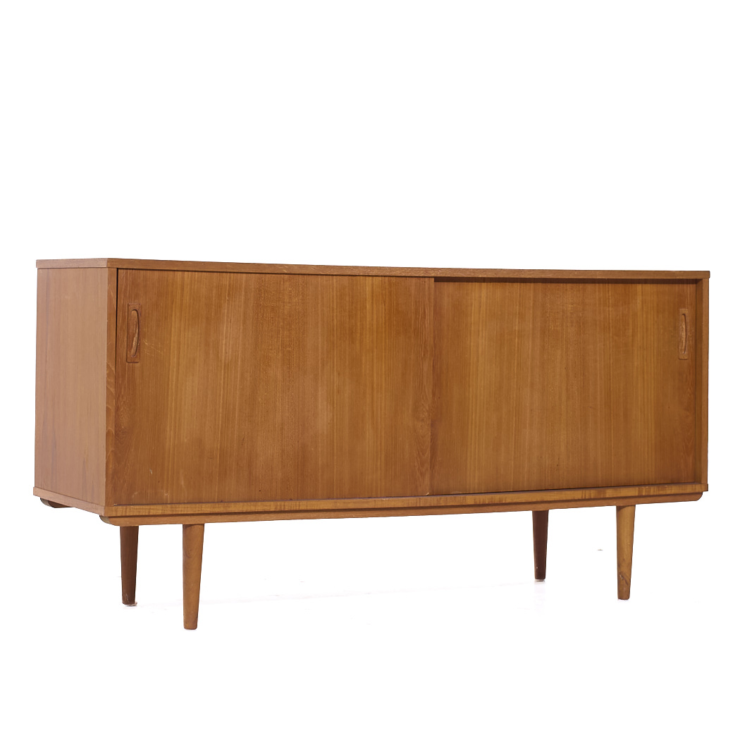 Arne Vodder Style Mid Century Danish Teak Sliding Door Credenza