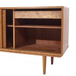 Arne Vodder Style Mid Century Danish Teak Sliding Door Credenza