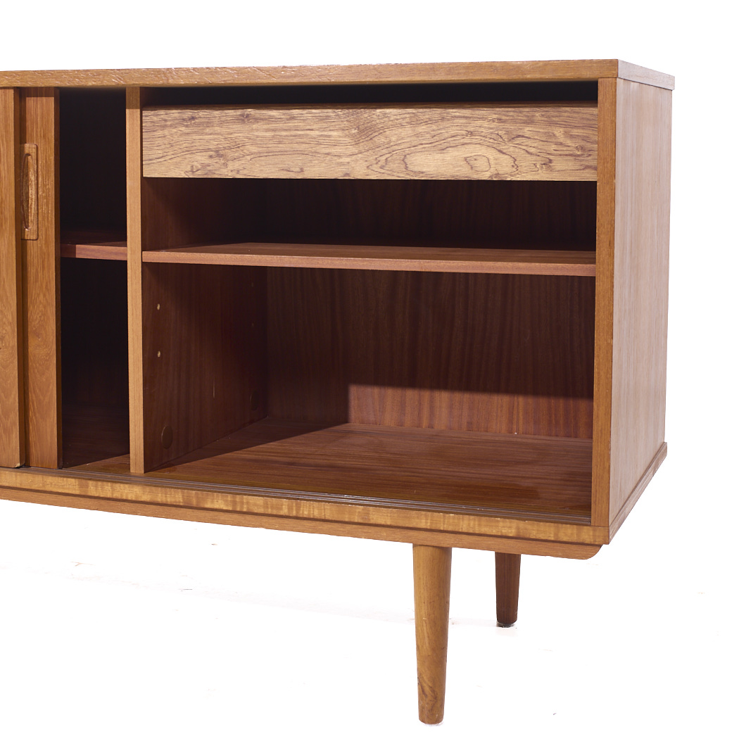 Arne Vodder Style Mid Century Danish Teak Sliding Door Credenza