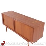 Bernhard Pedersen Mid Century Danish Teak Tambour Door Credenza and Hutch