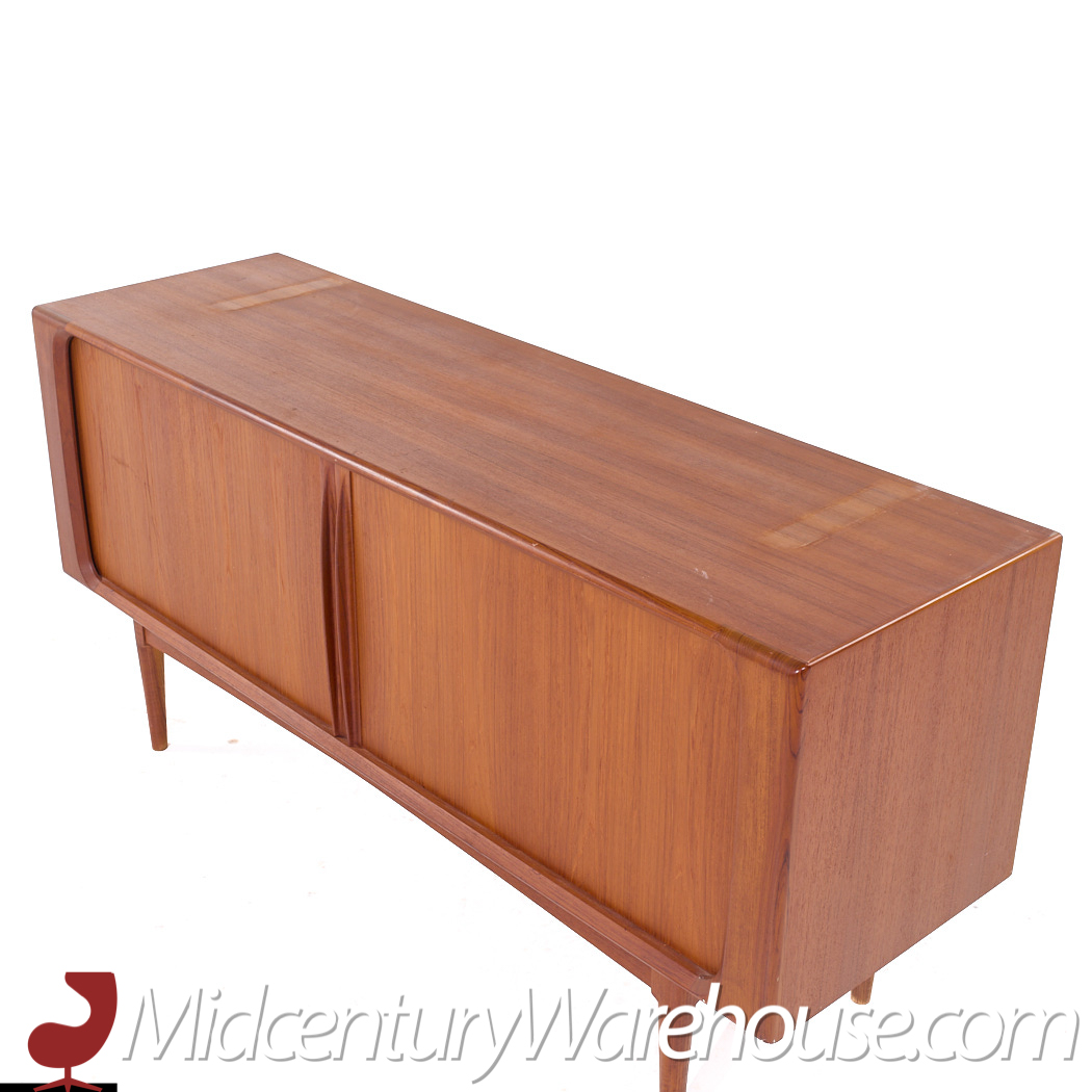 Bernhard Pedersen Mid Century Danish Teak Tambour Door Credenza and Hutch