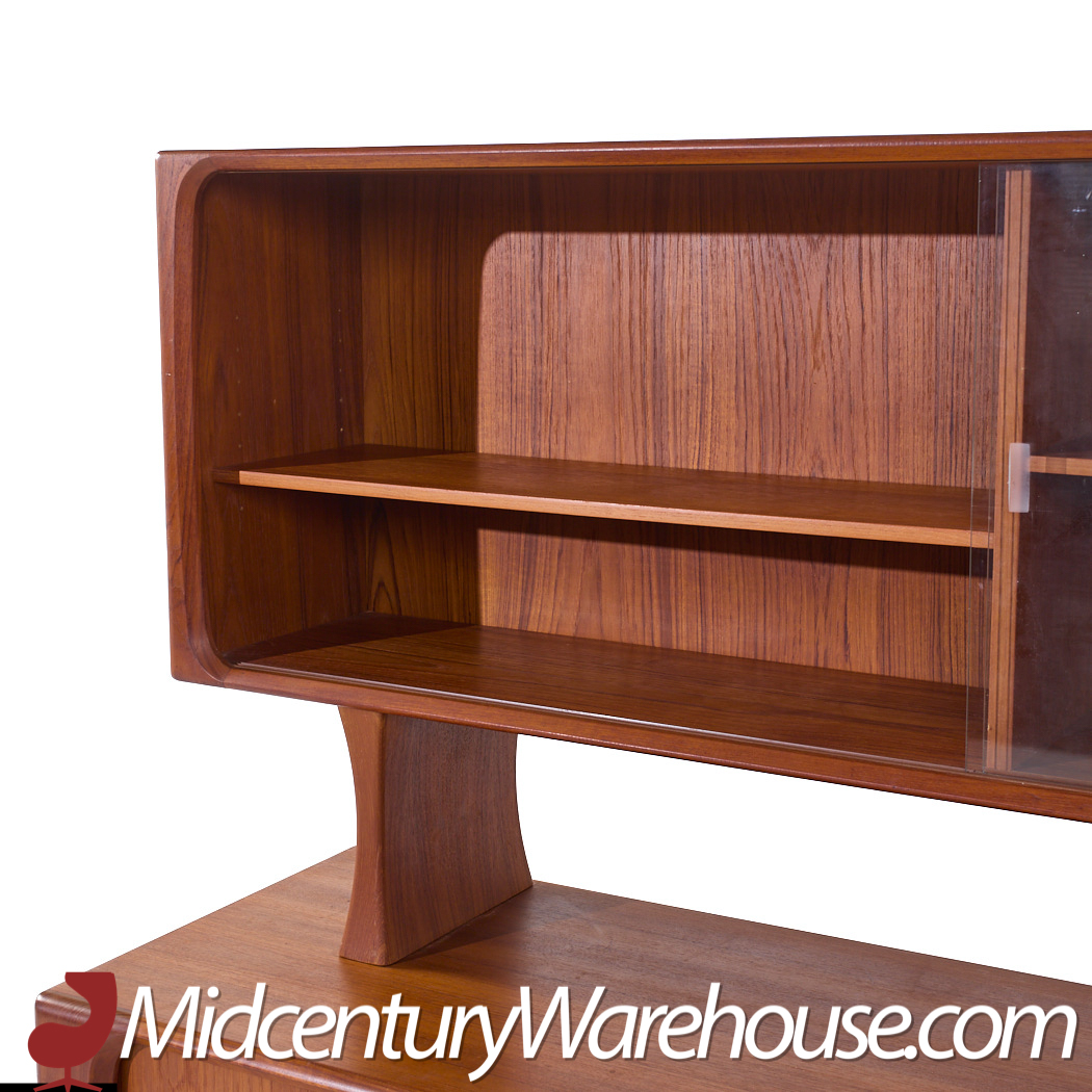 Bernhard Pedersen Mid Century Danish Teak Tambour Door Credenza and Hutch