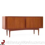 Bernhard Pedersen Mid Century Danish Teak Tambour Door Credenza and Hutch