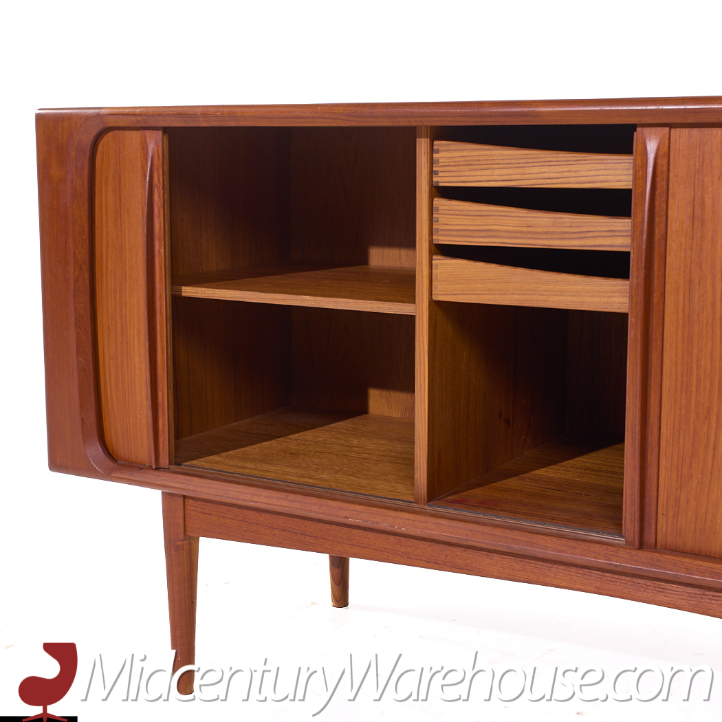 Bernhard Pedersen Mid Century Danish Teak Tambour Door Credenza and Hutch