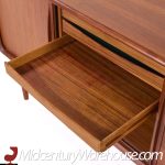 Bernhard Pedersen Mid Century Danish Teak Tambour Door Credenza and Hutch