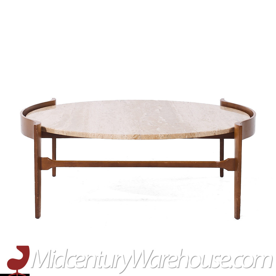 Bertha Schaefer Mid Century Travertine Coffee Table