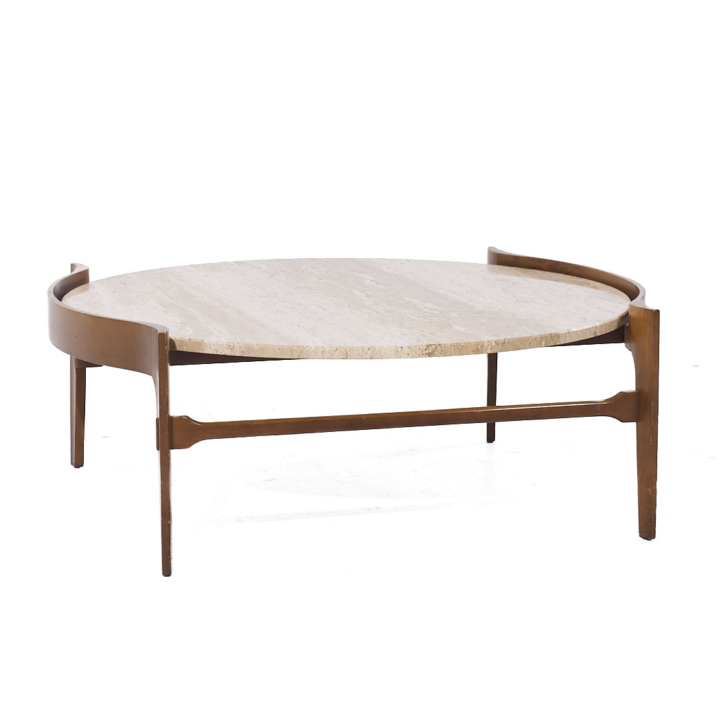 Bertha Schaefer Mid Century Travertine Coffee Table