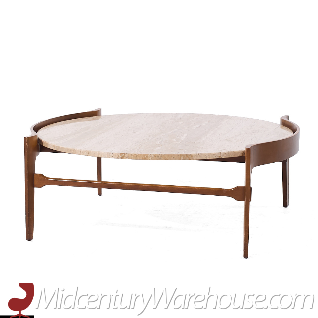 Bertha Schaefer Mid Century Travertine Coffee Table