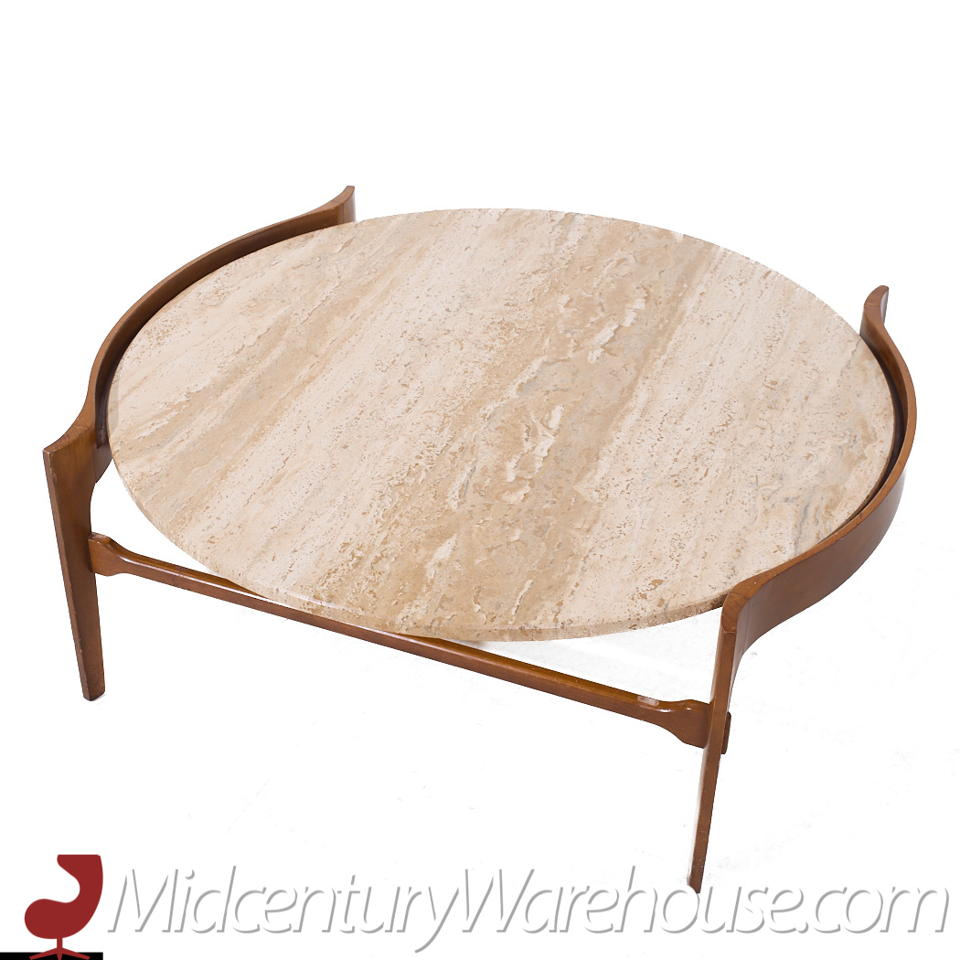 Bertha Schaefer Mid Century Travertine Coffee Table