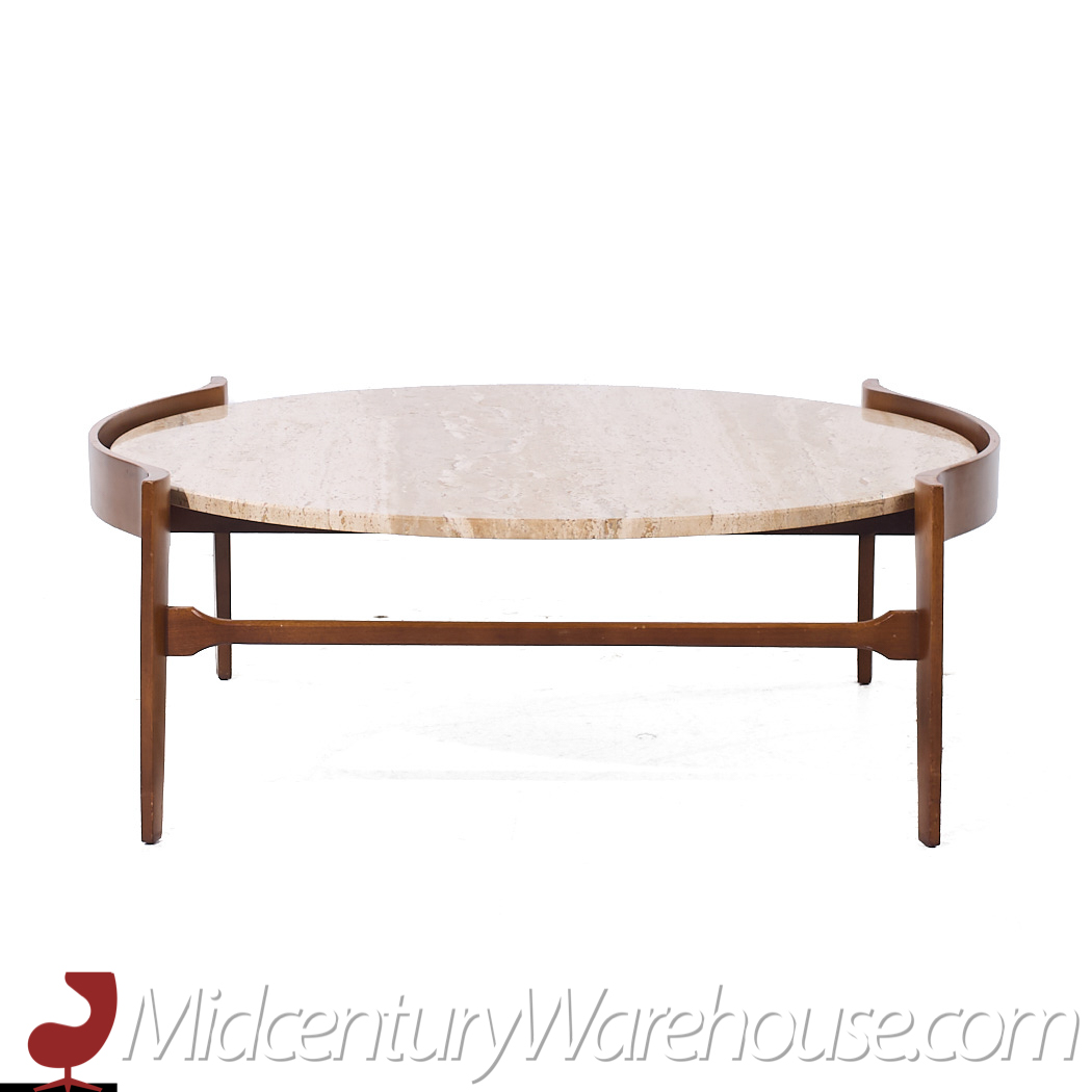 Bertha Schaefer Mid Century Travertine Coffee Table