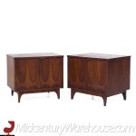 Broyhill Brasilia Mid Century Walnut Commode Nightstands - Pair